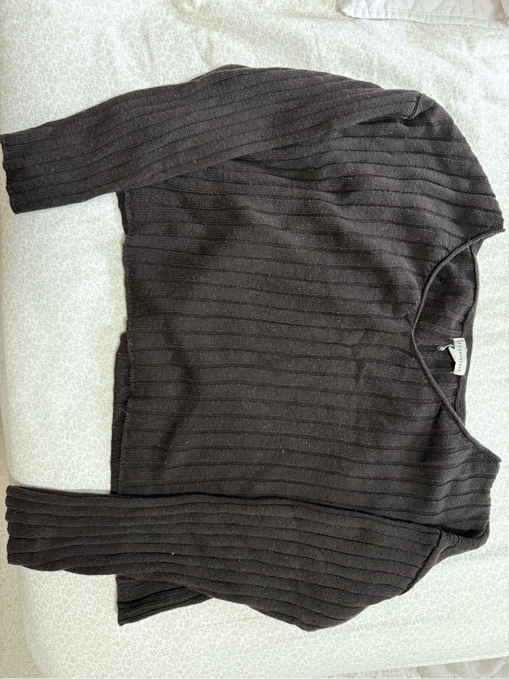 Aeropostale Brown Ribbed Knit Crop Sweater